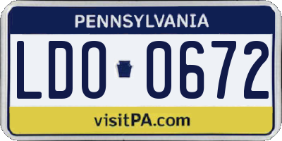 PA license plate LDO0672