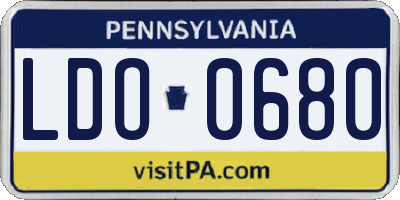 PA license plate LDO0680
