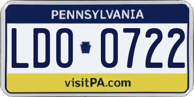 PA license plate LDO0722