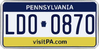 PA license plate LDO0870