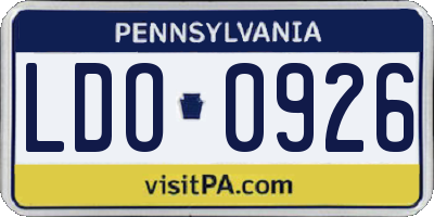 PA license plate LDO0926