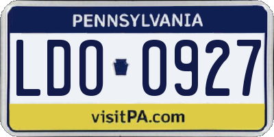 PA license plate LDO0927