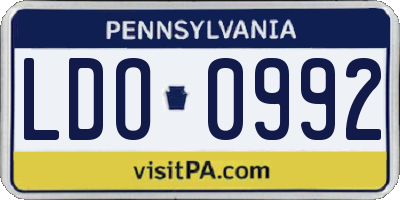 PA license plate LDO0992