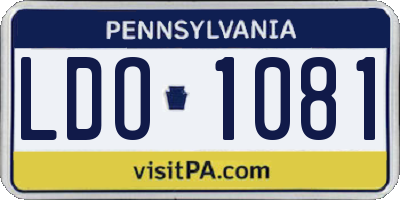 PA license plate LDO1081