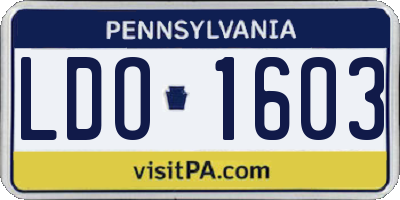 PA license plate LDO1603