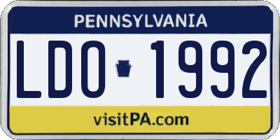 PA license plate LDO1992