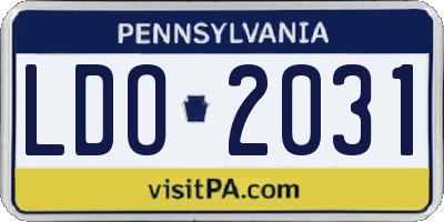 PA license plate LDO2031