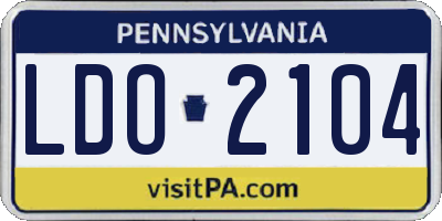 PA license plate LDO2104