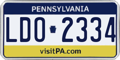 PA license plate LDO2334