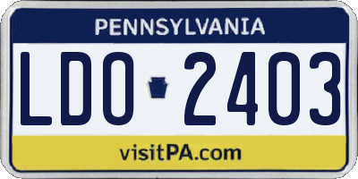 PA license plate LDO2403