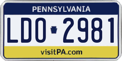 PA license plate LDO2981