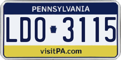 PA license plate LDO3115