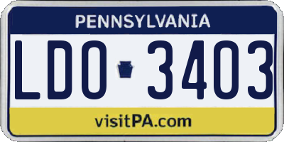 PA license plate LDO3403