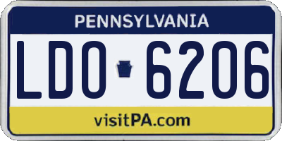 PA license plate LDO6206