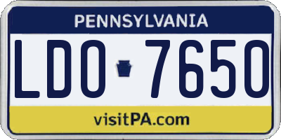 PA license plate LDO7650