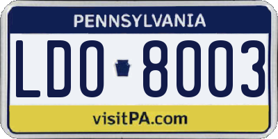 PA license plate LDO8003