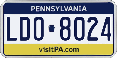 PA license plate LDO8024