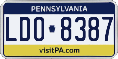 PA license plate LDO8387