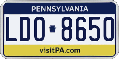 PA license plate LDO8650