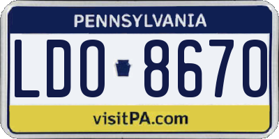 PA license plate LDO8670