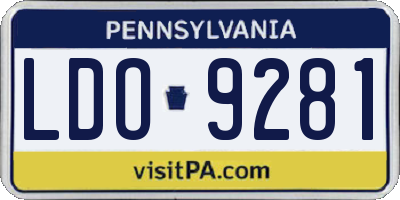PA license plate LDO9281