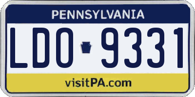 PA license plate LDO9331