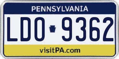 PA license plate LDO9362