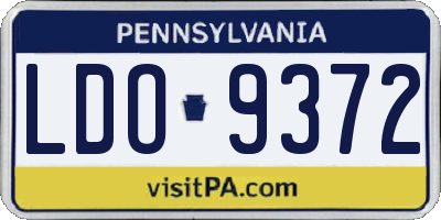 PA license plate LDO9372