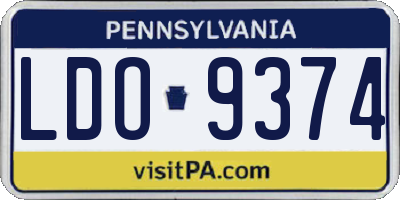 PA license plate LDO9374