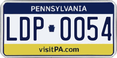 PA license plate LDP0054