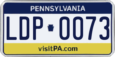 PA license plate LDP0073