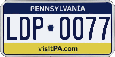 PA license plate LDP0077