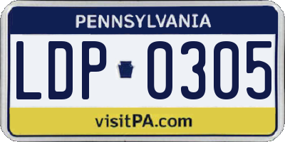 PA license plate LDP0305