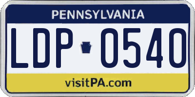 PA license plate LDP0540