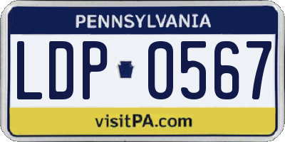 PA license plate LDP0567