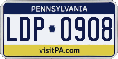 PA license plate LDP0908