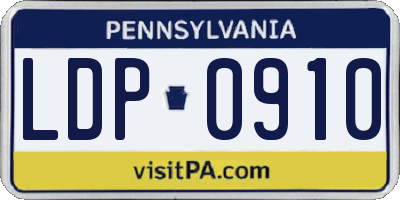 PA license plate LDP0910