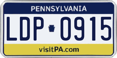 PA license plate LDP0915