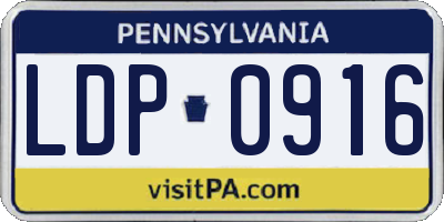 PA license plate LDP0916