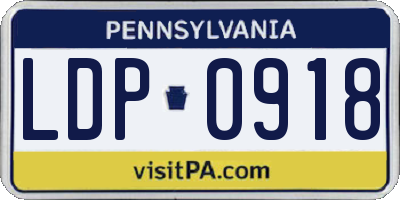 PA license plate LDP0918