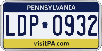 PA license plate LDP0932