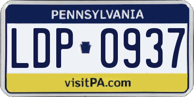 PA license plate LDP0937