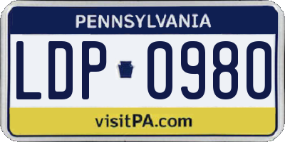 PA license plate LDP0980