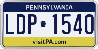 PA license plate LDP1540