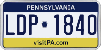 PA license plate LDP1840