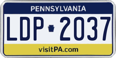 PA license plate LDP2037