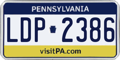 PA license plate LDP2386