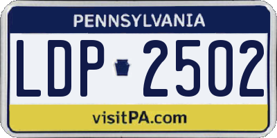 PA license plate LDP2502