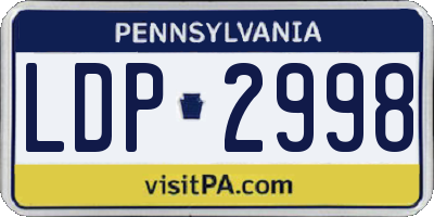 PA license plate LDP2998