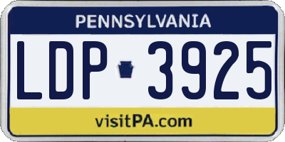 PA license plate LDP3925